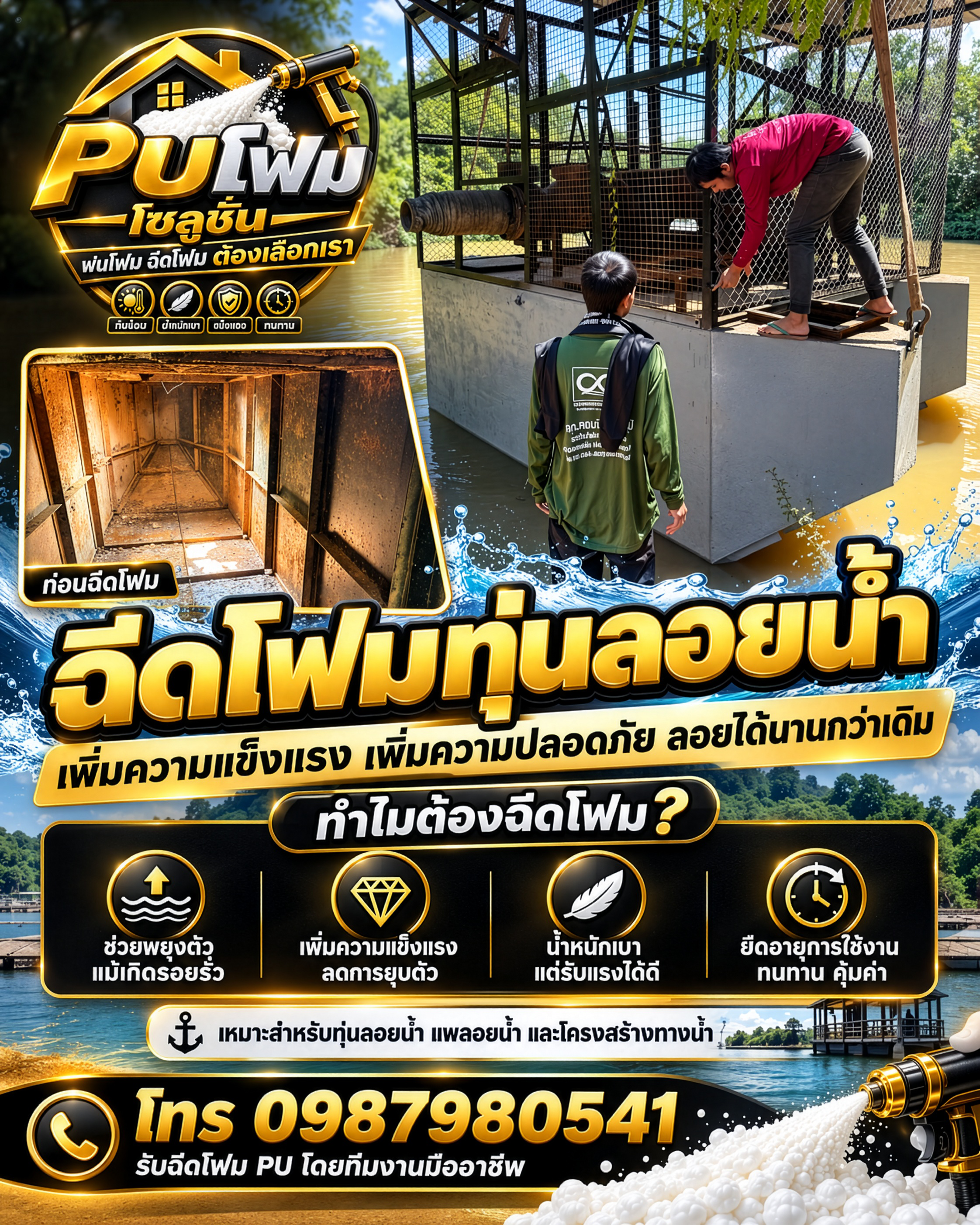 ฉีดโฟม PU สำหรับทุ่นลอยน้ำ